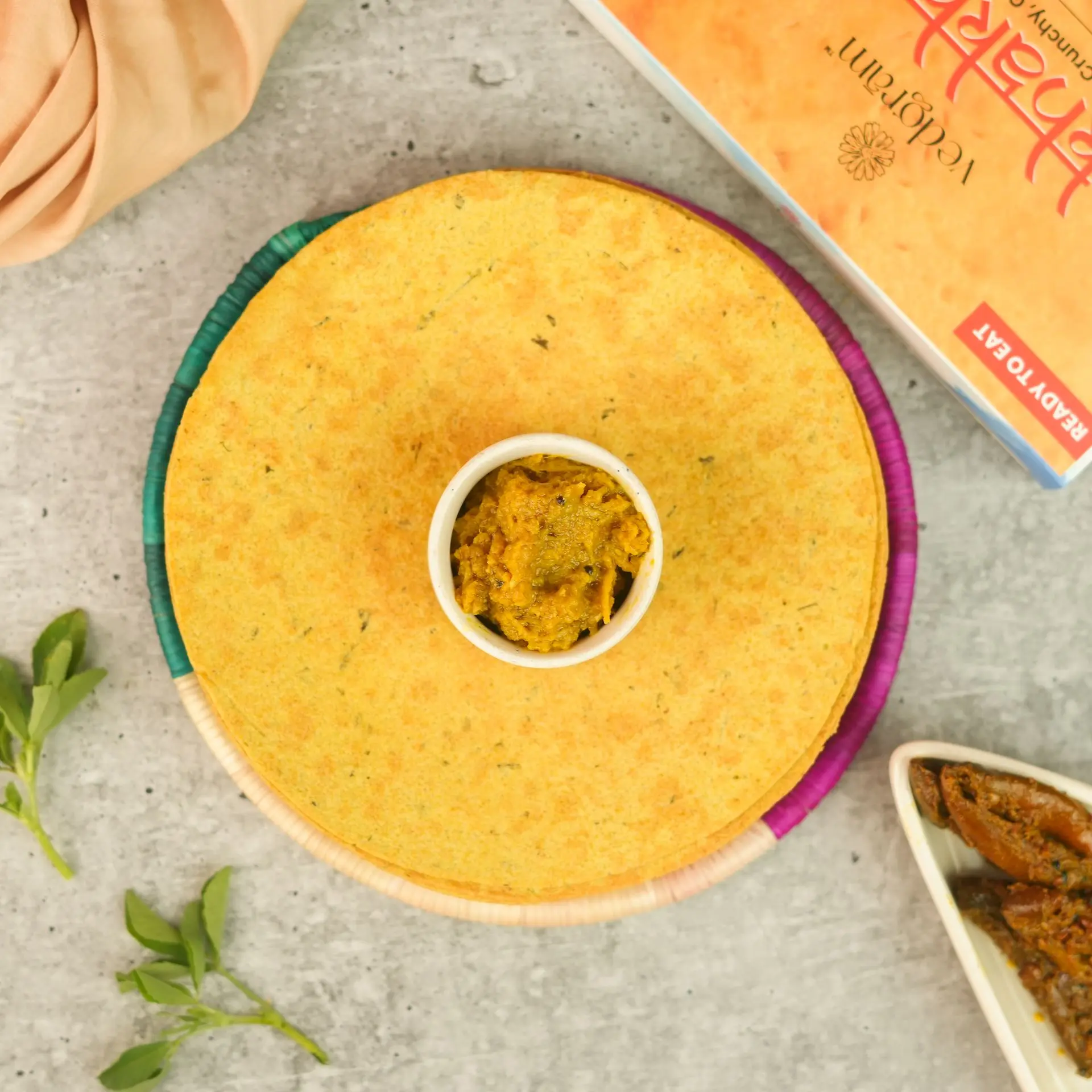 Vedgram Khakhra served with tea – healthy and crunchy Indian snack