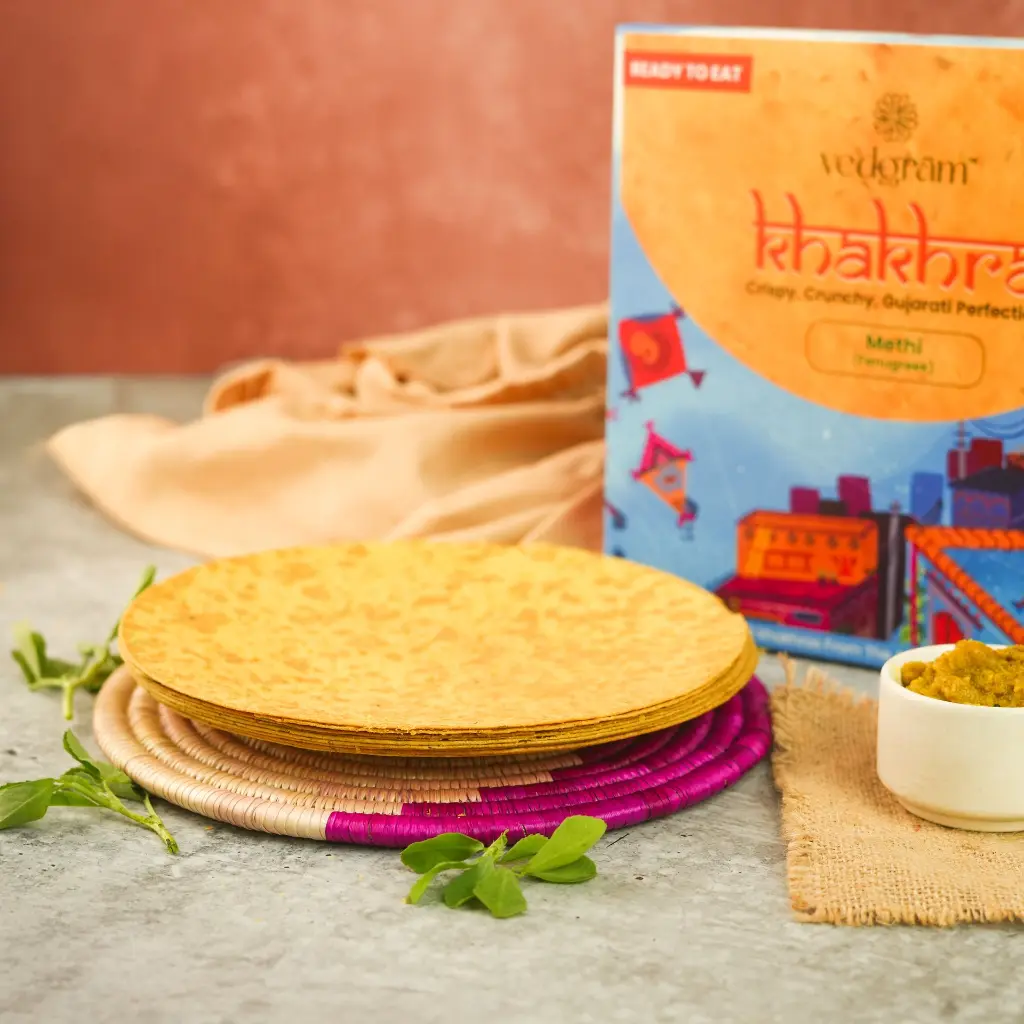 Vedgram Methi Khakhra – Roasted whole wheat snack with fenugreek leaves and Indian spices_1.webp