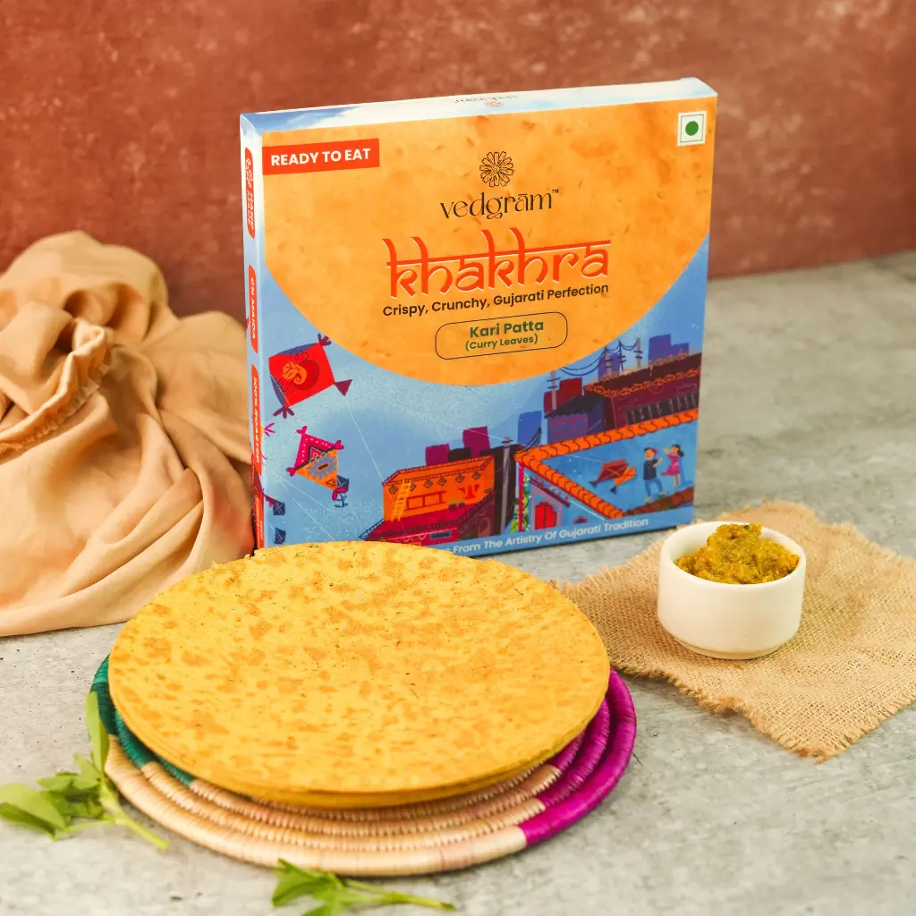 Vedgram Kari Patta Khakhra – Roasted khakhra with fresh curry leaves, rich in iron and vitamins_2.webp